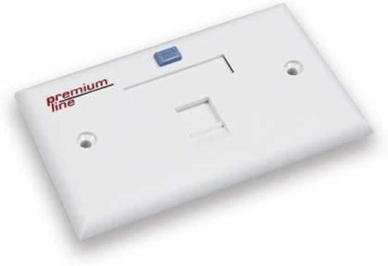 USA Face Plate, 90° Entry, 70 × 115, Integral molding, w/- icon, 1-Port, white, shutter type