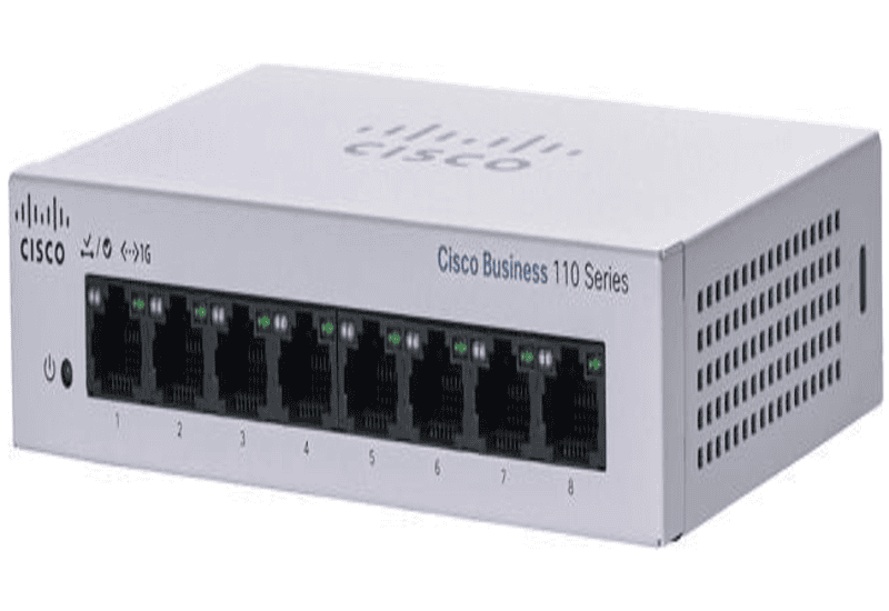 Cisco Switch CBS110-8T- D-EU , 8Port Data , 10/100/1000 ports , Unmanaged , 16 Gbps ,Desktop,