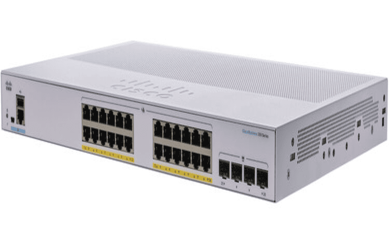 Cisco Switch CBS350- 24p- 4G-EU, 24-port Data ,10/100/1000 Port ,Managed, PoE, 4x1Gigabit SFP, Rack-mountable